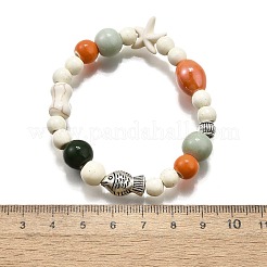 Porcelain Beads & Synthetic Howlite Beads Stretch Bracelets for Women&nbsp;BJEW-D307-02B