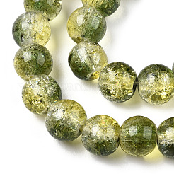 Two-Tone Crackle Baking Paint Transparent Glass Beads Strands&nbsp;CCG-T004-8mm-01