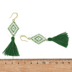Glass Seed Beads & Brass Dangle Earrings for Women&nbsp;EJEW-MZ00800-01