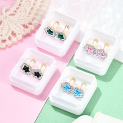 Flower Glass & Polymer Clay Rhinestone Ear Fake Plugs&nbsp;EJEW-H105-32G
