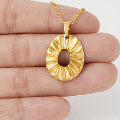 304 Stainless Steel Oval Flower Pendant Necklaces for Women&nbsp;WG81E98-02