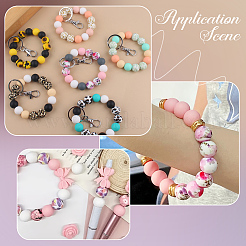 60Pcs Round with Pattern Food Grade Eco-Friendly Silicone Focal Beads&nbsp;SIL-PA0001-34B