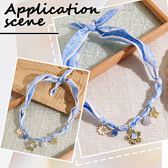 Flower Alloy Enamel & Resin & Glass & Plastic Pearl & Rhinestone Tassel Scarf Choker Necklaces&nbsp;NJEW-SP0001-16C