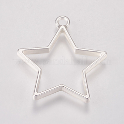 Rack Plating Alloy Star Open Back Bezel Pendants&nbsp;PALLOY-S047-40B-FF