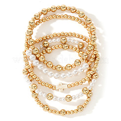 Imitation Pearl & Acrylic Round Beaded Stretch Bracelet Sets&nbsp;KE7812