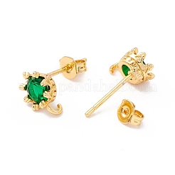 Rack Plating Brass Cubic Zirconia Stud Earrings Findings&nbsp;MAK-I684-11G-04-RS