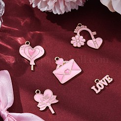 20Pcs 5 Styles Valentine's Day Theme Alloy Enamel Pendants&nbsp;ENAM-FP0002-15