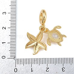 Brass Pave Clear Cubic Zirconia European Dangle Charms&nbsp;X-KK-N271-43G