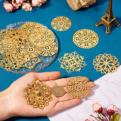 48Pcs 6 Styles Rack Plating Iron Filigree Joiners&nbsp;IFIN-TA0001-65