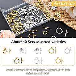 40 Sets 8 Styles Tibetan Style Alloy Toggle Clasps&nbsp;TIBE-YW0001-69C