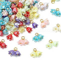80Pcs 8 Colors Flower ABS Plastic Pearl Pendants&nbsp;PALLOY-CJ00075