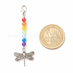Chakra Theme Natural & Dyed Malaysia Jade Beaded Pendant Decorations&nbsp;HJEW-JM00641-05