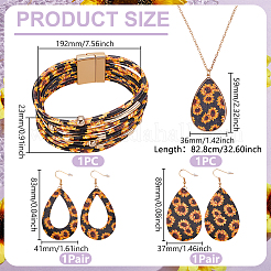 Leopard Print Alloy Pendant Necklaces & Earrings & Bracelet Sets&nbsp;SJEW-WH0020-03A