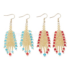 2 Pairs Glass Seed Feather Dangle Earrings&nbsp;EJEW-MZ00569