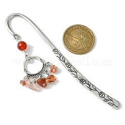 5Pcs 5 Style Ring Alloy Pendant Bookmarks with Gemstone Chip Tassels&nbsp;AJEW-TA00009