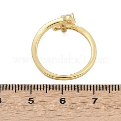 Rack Plating Cross & Heart Brass Micro Pave Cubic Zirconia Cuff Rings for Women&nbsp;RJEW-M028-63G