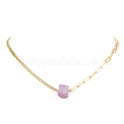 Electroplated Natural Quartz Hexagon Prism Pendant Necklaces&nbsp;NJEW-JN04996