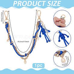 1Pc Zinc Alloy Chain & Natural Cowrie Shell & Human Imitation Leather Braided Cord Bag Decorative Chains&nbsp;FIND-PH0059-81