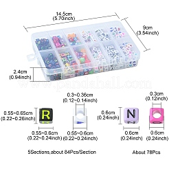 504Pcs 6 Styles Solid Color Initial Acrylic Beads&nbsp;MACR-YW0002-50
