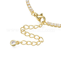 Cubic Zirconia Classic Tennis Necklace with Flower Links&nbsp;NJEW-N048-01A