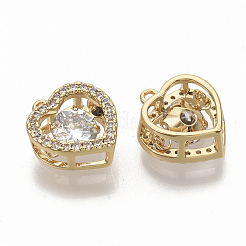 Brass Micro Pave Clear Cubic Zirconia Charms&nbsp;ZIRC-T011-21G-NF