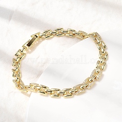 Brass Micro Pave Clear Cubic Zirconia Panther Chain Bracelets for Women&nbsp;BJEW-H630-04G