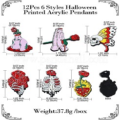 12Pcs 6 Styles Halloween Printed Acrylic Pendants&nbsp;SACR-CJ0001-70