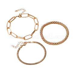 3Pcs 3 Styles Alloy Chain Bracelet Set for Women&nbsp;WG30D5A-02