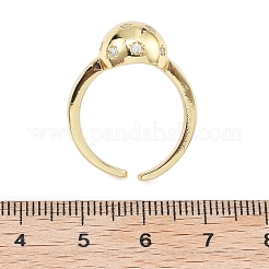 Rack Plating Brass Micro Pave Clear Clear Cubic Zirconia Cuff Finger Rings for Women&nbsp;RJEW-M028-50G