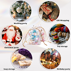 50Pcs Gold Stamping Moon & Star Organza Drawstring Gift Storage Bags&nbsp;OP-BBC0001-03A-01