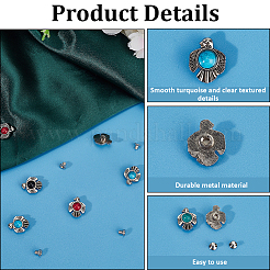 24 Sets 4 Colors Alloy Coin Screwback Rivets&nbsp;FIND-CP0002-63