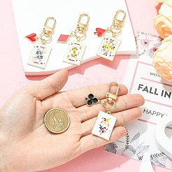 4Pcs Playing Card Alloy Enamel Pendant Decorations&nbsp;HJEW-YW00379