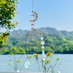 Alloy Moon & Branches Hanging Ornaments&nbsp;PW-WGA4F5F-01