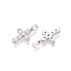 Brass Micro Pave Clear Cubic Zirconia Pendants&nbsp;KK-Q073-01P