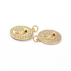 Brass Micro Pave Clear Cubic Zirconia Pendants&nbsp;ZIRC-L100-107G