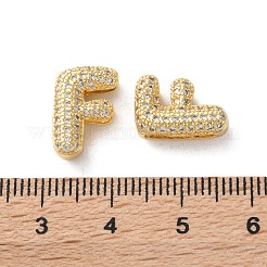 Rack Plating Brass Micro Pave Cubic Zirconia Slide Charms&nbsp;KK-C084-34G-F