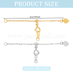 4Pcs 2 Colors 925 Sterling Silver Chain Extenders&nbsp;STER-HY0001-04