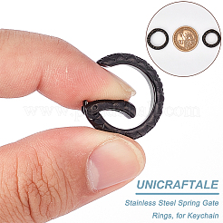 2Pcs 2 Styles 304 Stainless Steel Spring Gate Rings&nbsp;STAS-UN0041-73
