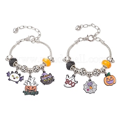2Pcs Halloween Alloy Enamel Charm Bracelets&nbsp;BJEW-JB12009