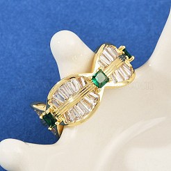 Brass Micro Pave Cubic Zirconia Cuff Rings&nbsp;RJEW-D326-02G