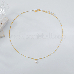 Brass Pave Clear Cubic Zirconia Horse Eye Pendant Necklaces for Women&nbsp;XP9005