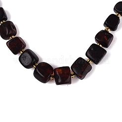 Natural Bloody Amber Nuggets Graduated Beaded Necklaces with Brass Clasps & Seed Beads&nbsp;NJEW-N064-06