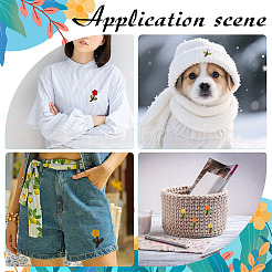 60Pcs 6 Colors Polyester Flowers&nbsp;FIND-MA0001-26