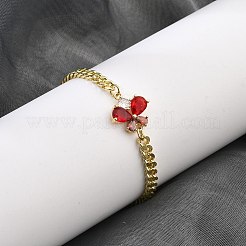 Brass Micro Pave Cubic Zirconia Link Bracelets&nbsp;BJEW-Z082-01G-01