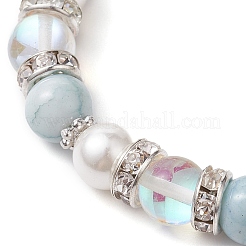 8mm Round Synthetic Moonstone & Shell Pearl Beaded Stretch Bracelets&nbsp;BJEW-TA00512