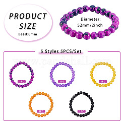 5 Colors Halloween Glass Beads Beaded Stretch Bracelet Sets&nbsp;BJEW-TAC0026