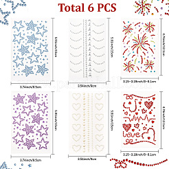6 Styles Resin & Terylene & Acrylic Face Painting Stickers&nbsp;AJEW-SP0002-66