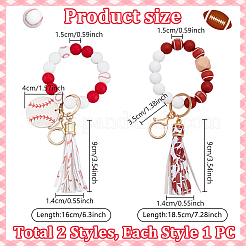 2Pcs 2 Styles PU Leather Tassel Pendant Keychain&nbsp;HJEW-AR0001-22