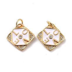 Brass Micro Pave Cubic Zirconia Pendants&nbsp;ZIRC-P092-026G-RS
