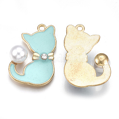 Alloy Enamel Kitten Pendants&nbsp;X-ENAM-S115-045D